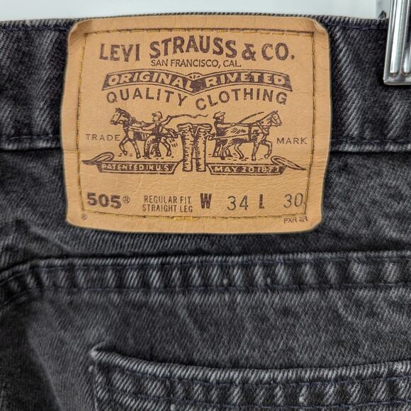 VTG Black Levi’s 505 Orange Tab Made in USA Jeans W34 L30 Straight Leg - Picture 5 of 6